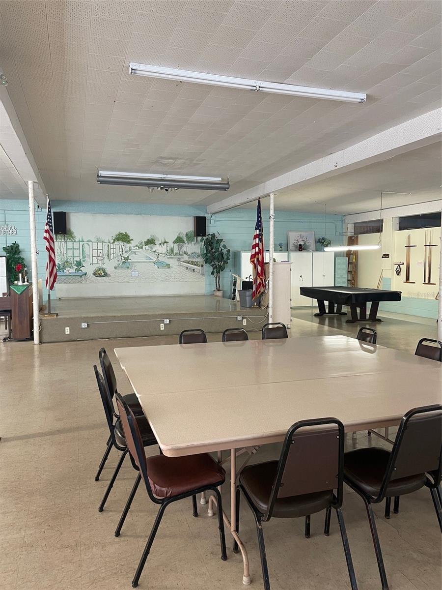 Clubhouse area has activities and pool table