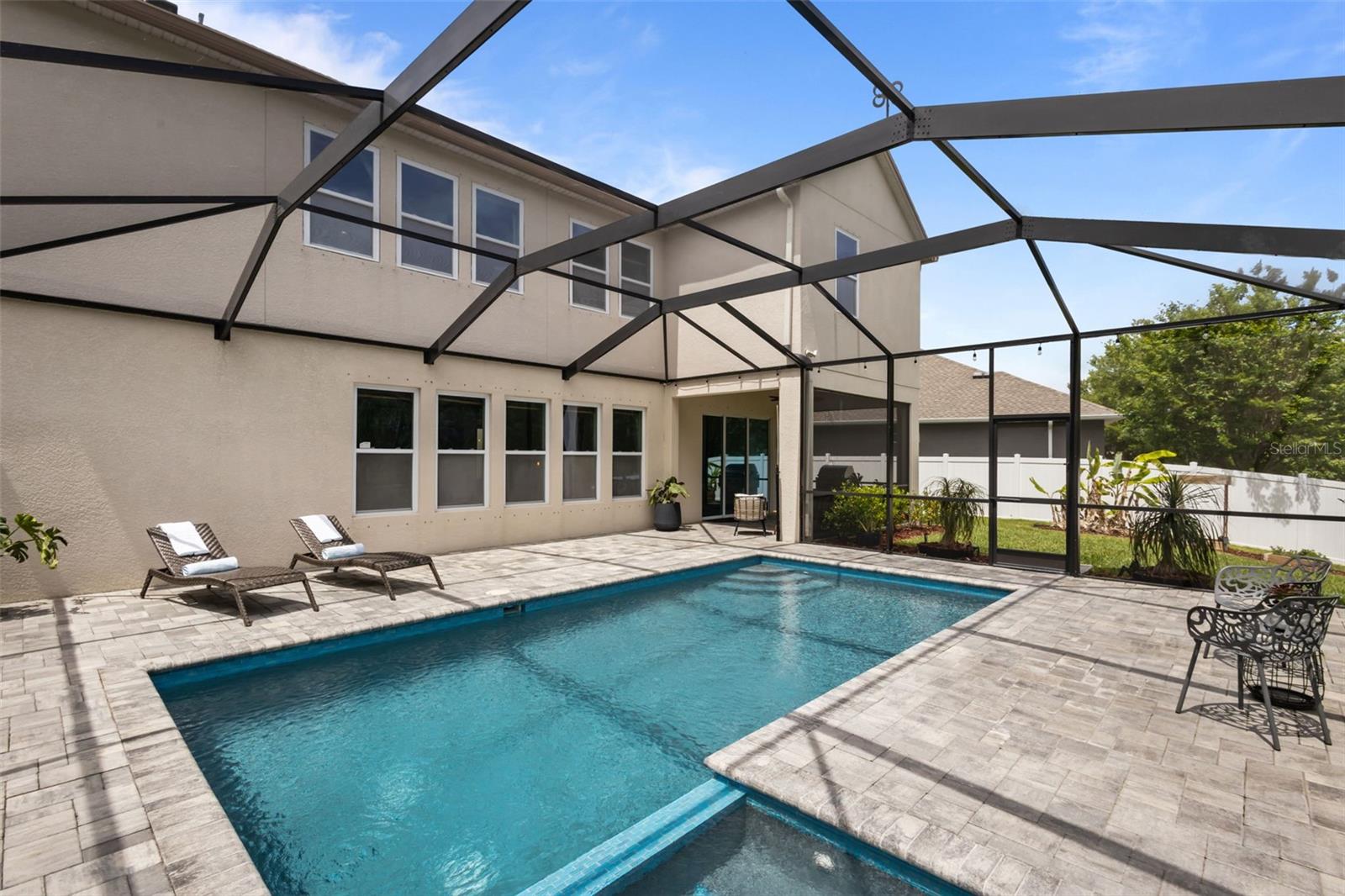 Massive heated pool with sunken spa