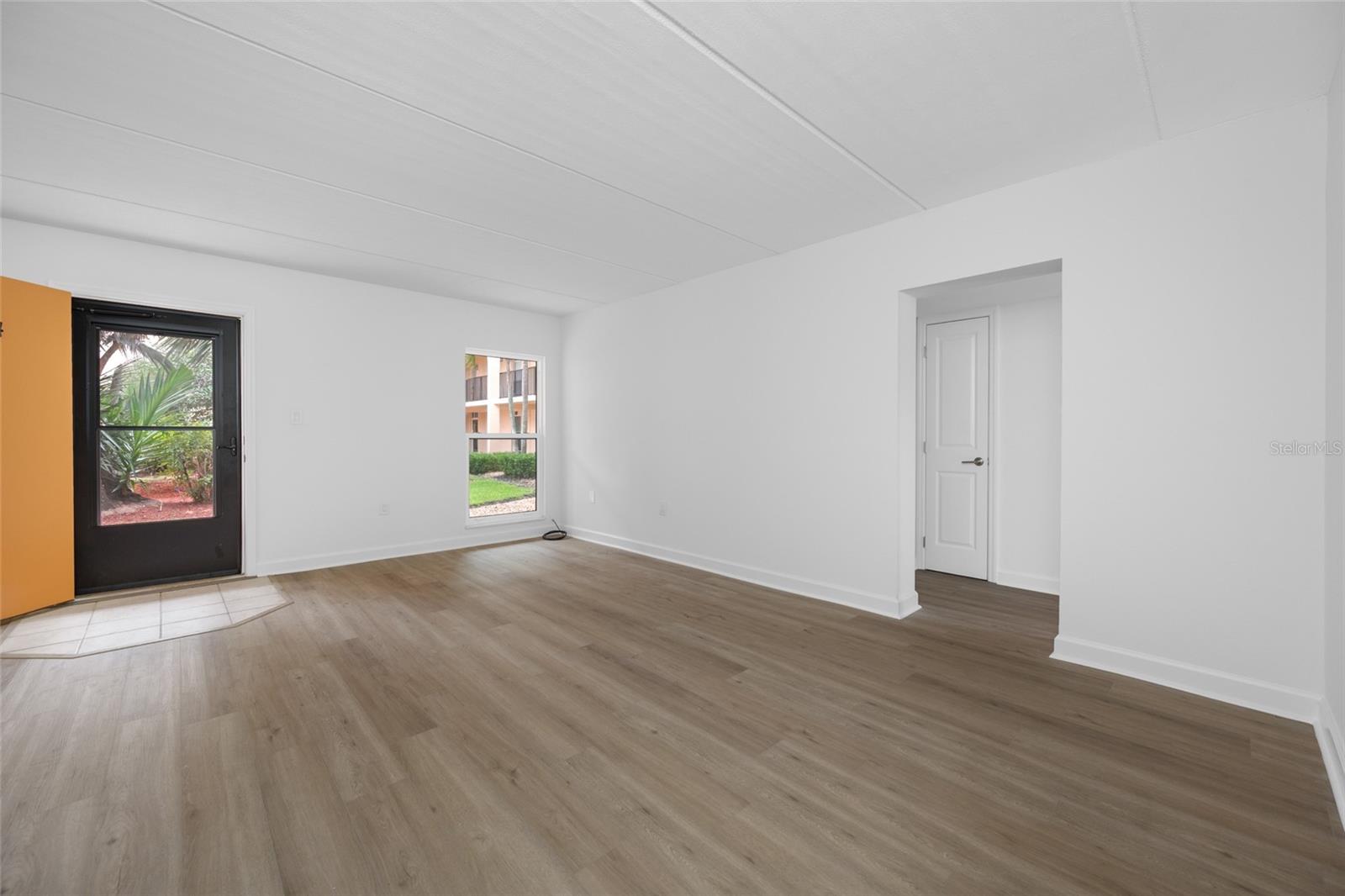 Living room with lovely view of garden outside