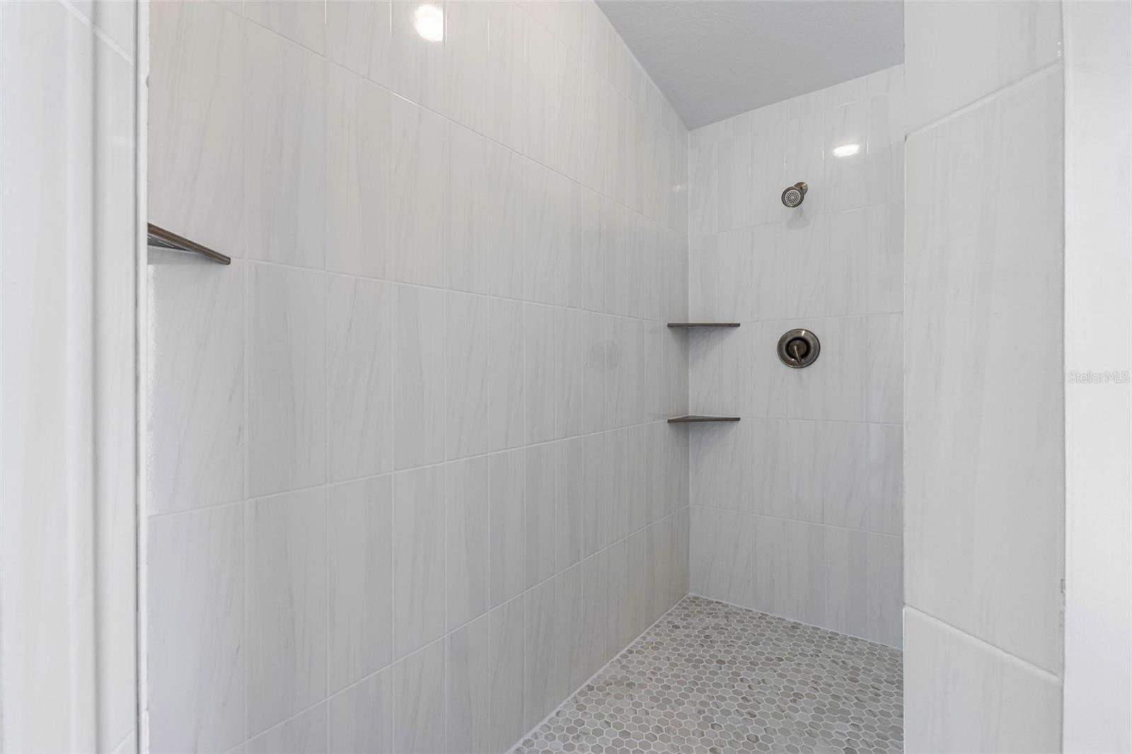 Large walk-in shower.