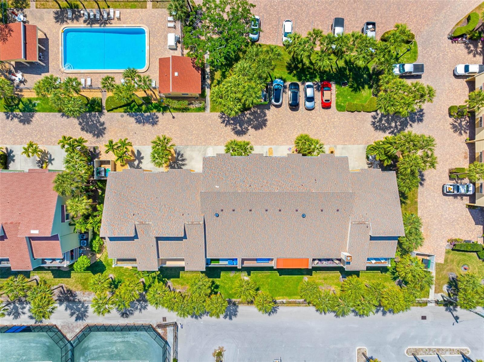 Across from the heated pool.