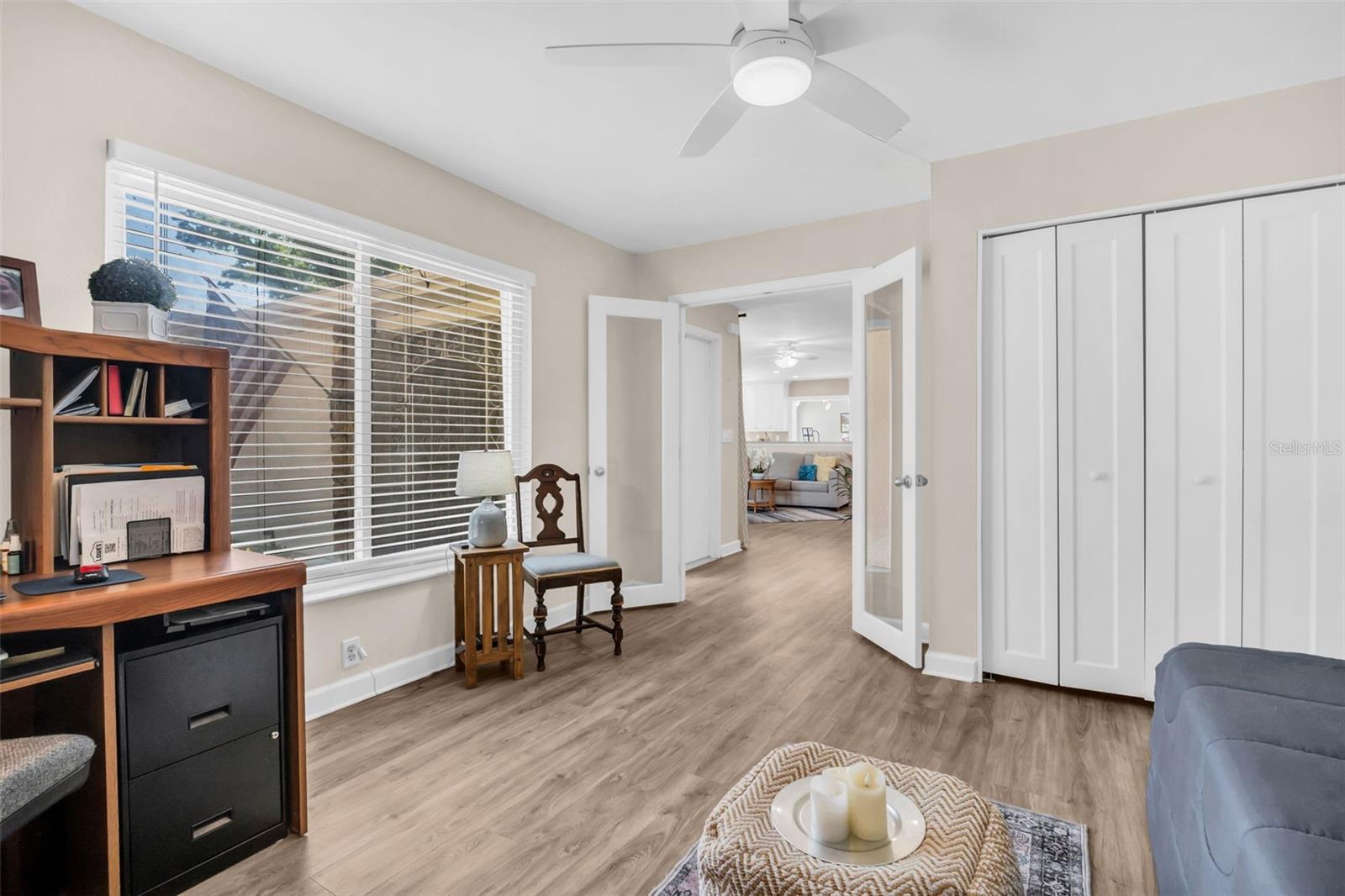 Gracious built-in closet for storage and beautiful glass double door entry~