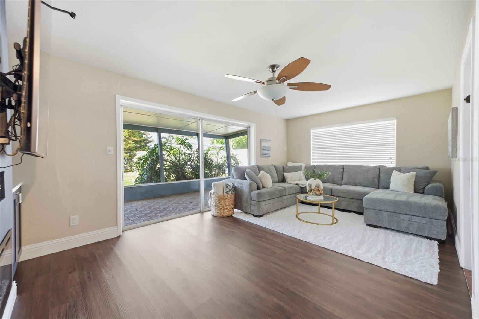 Family room with view to screened in lanai.