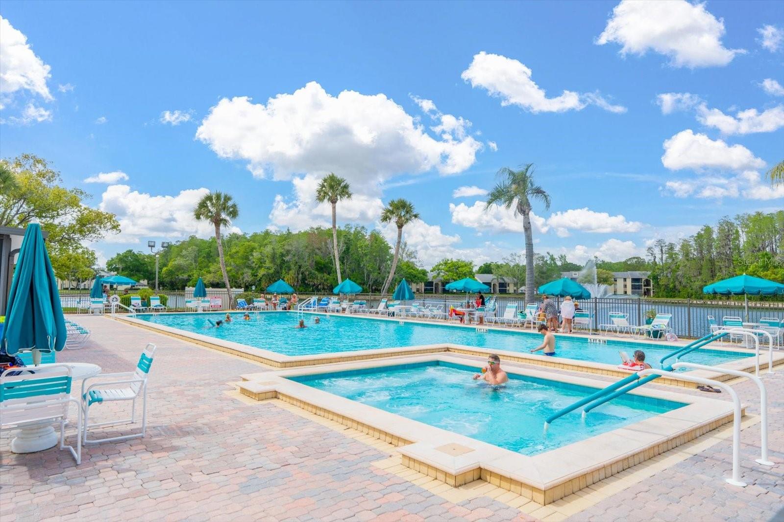 Pool with lots of room for seating