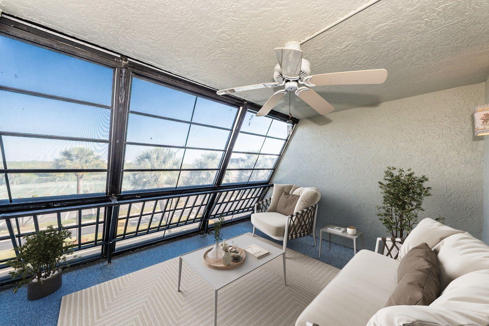 Virtually staged- spacious balcony