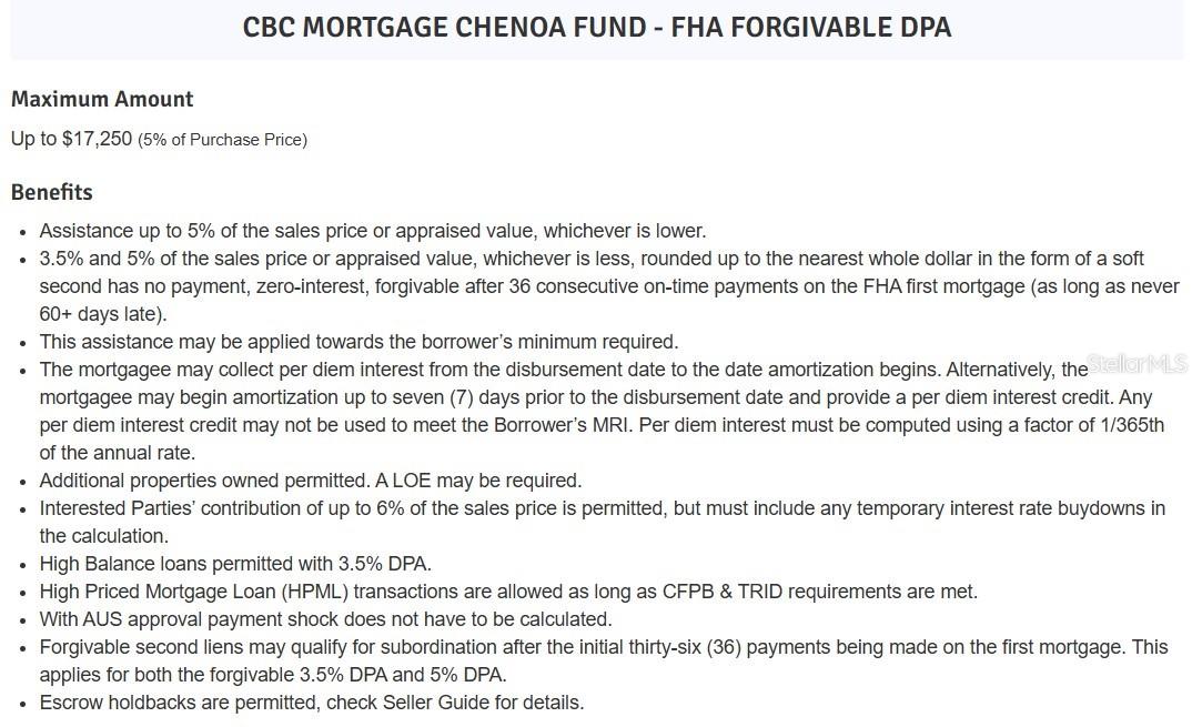 Forgivable Down Payment Assistance Available