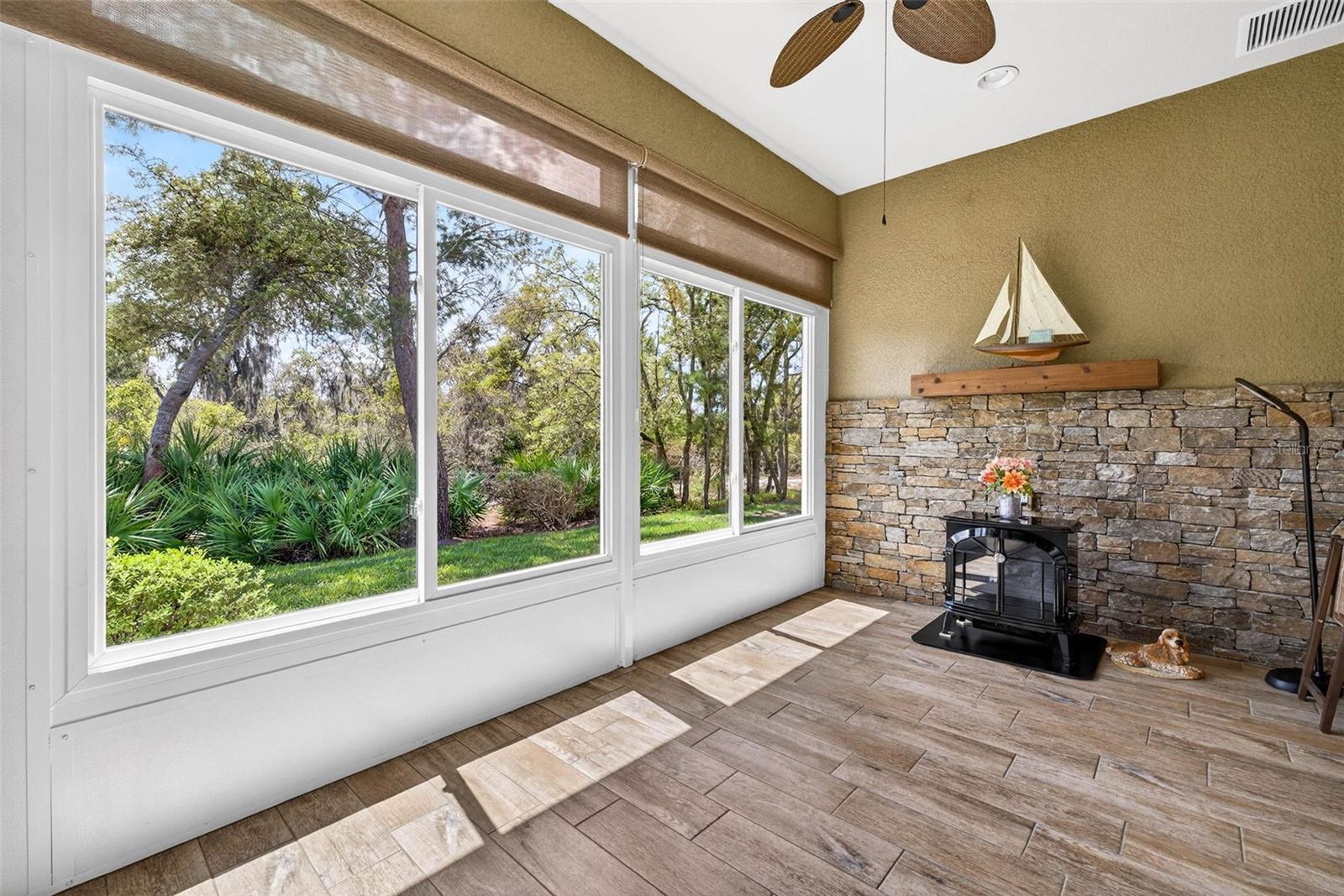 Air conditioned sunroom with views of Little Manatee River Park