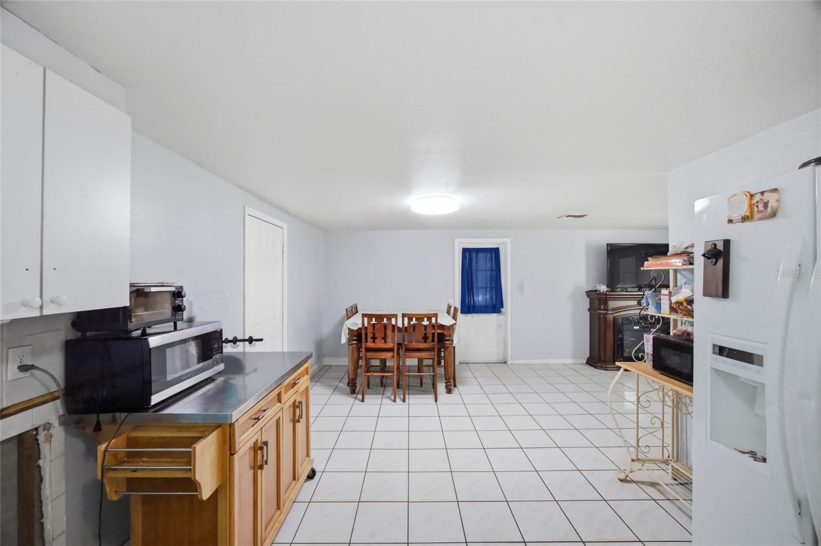 View from kitchen to the dining