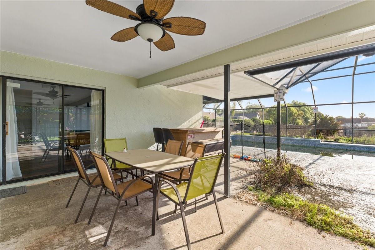 Covered seating and bar