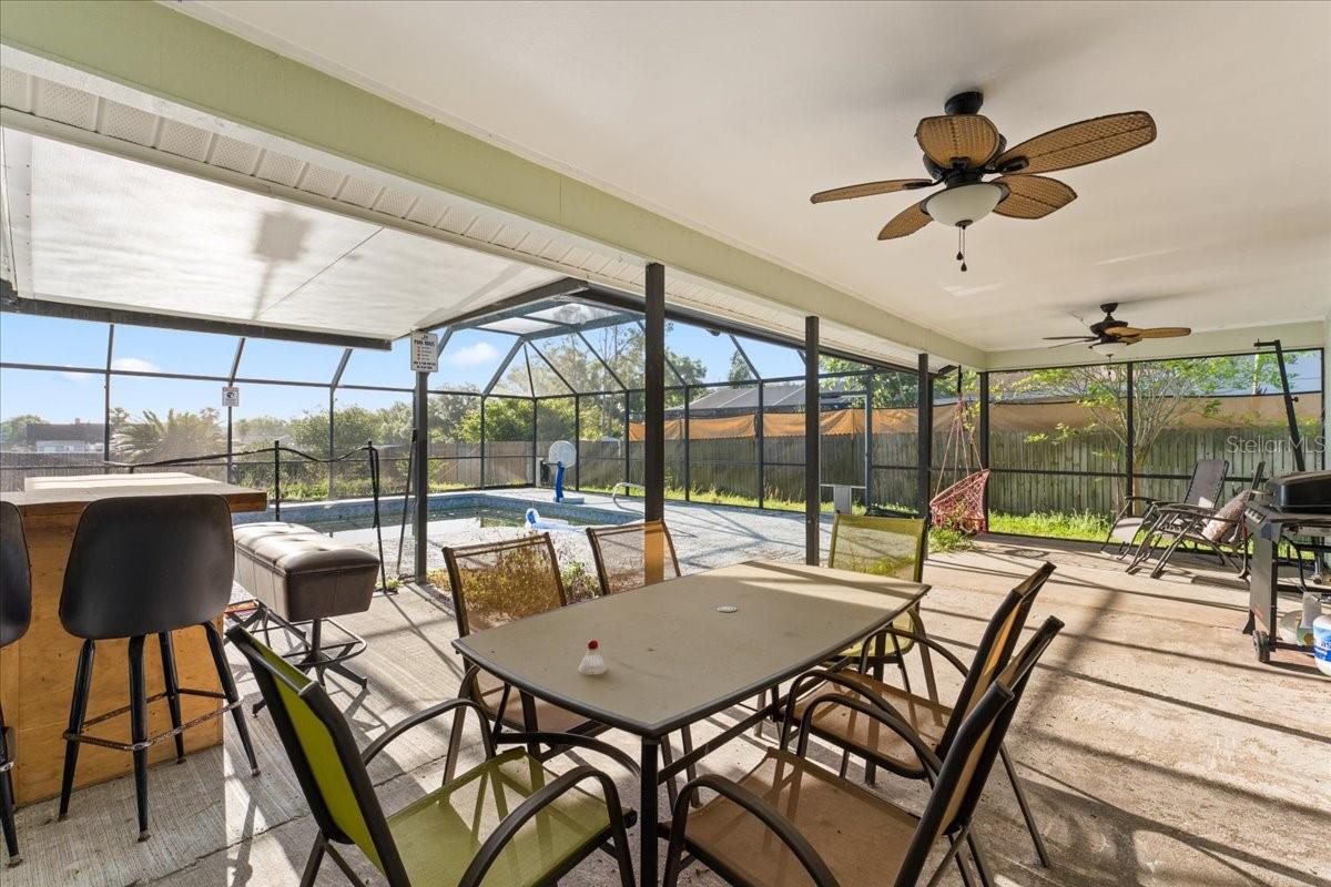 Covered seating and bar