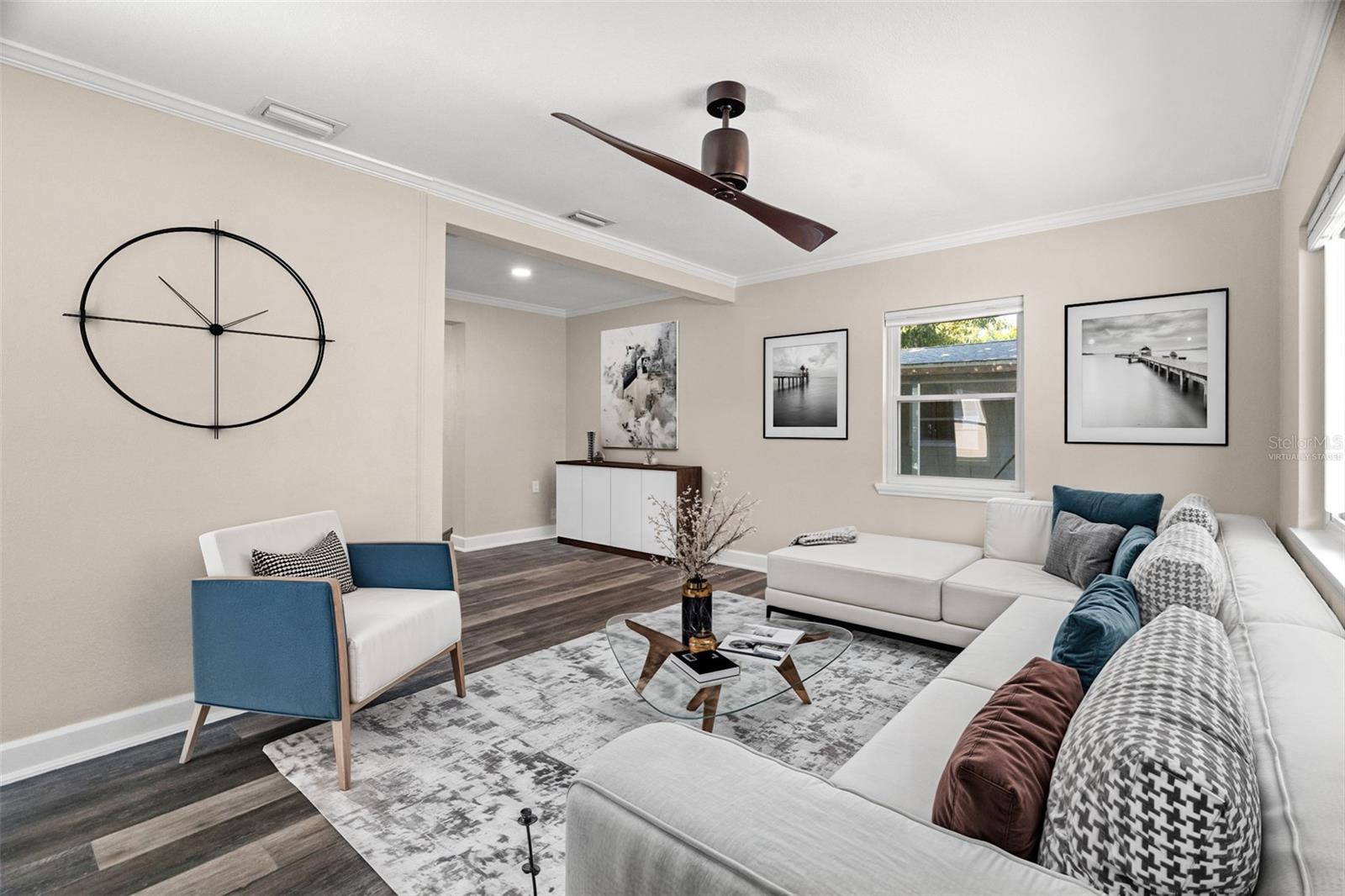 Living room. Virtually staged.