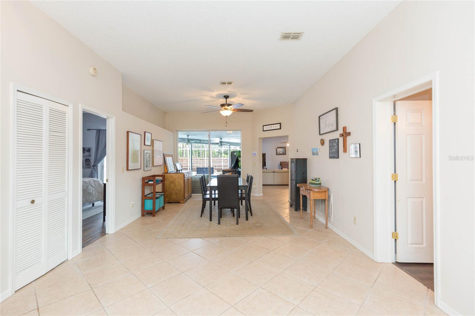 Formal dining room overlooking the pool