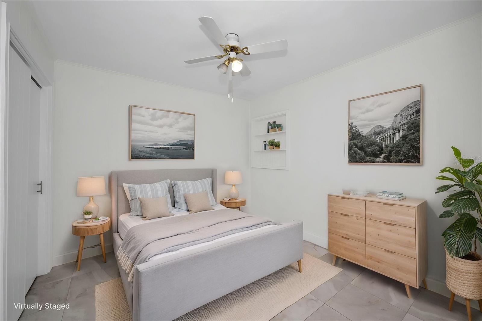 Virtually staged bedroom three