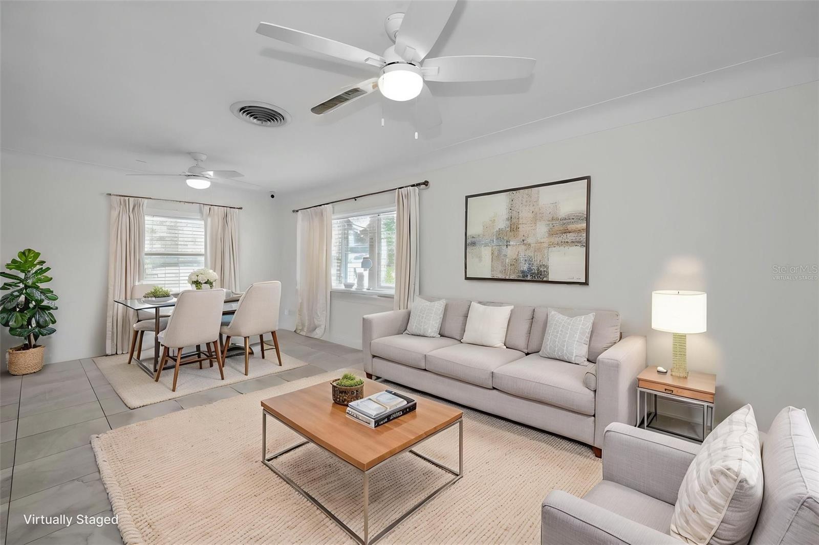 Virtually staged living room