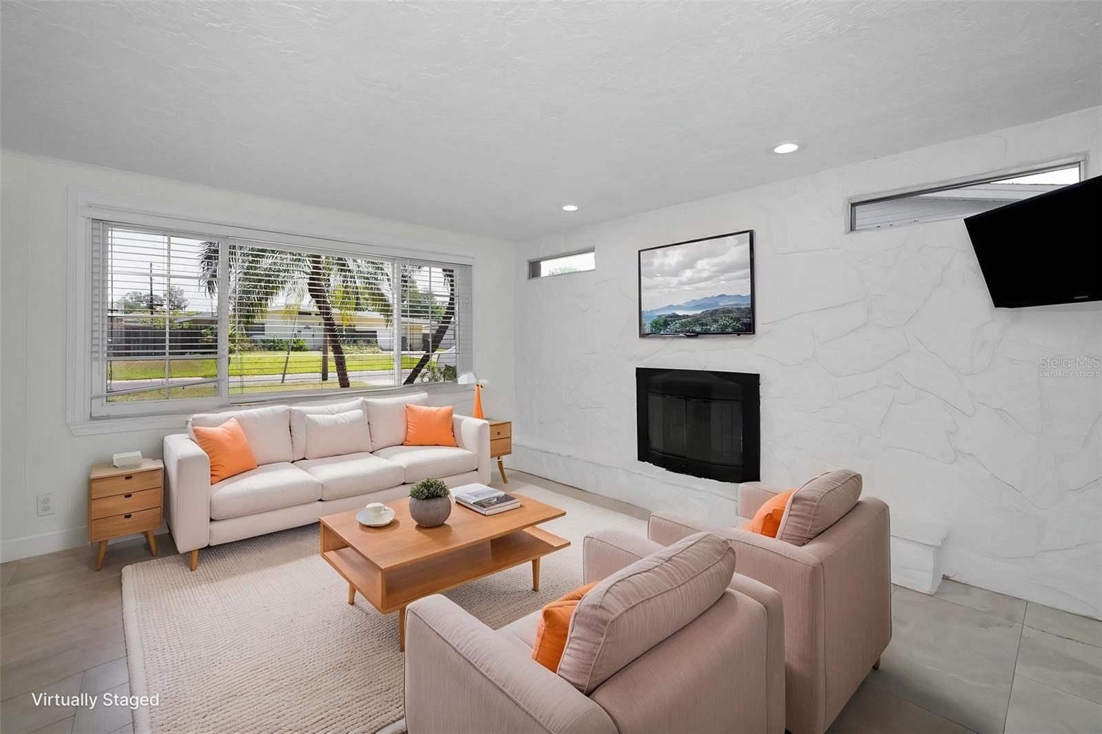 Virtually staged family room