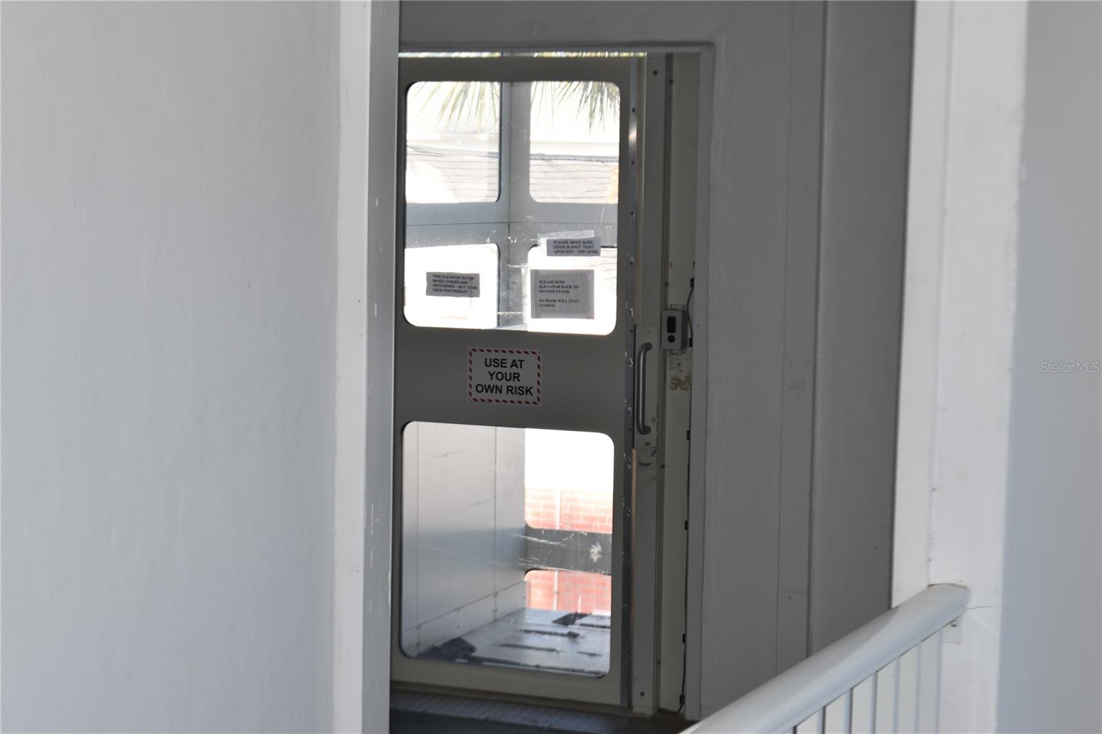 Elevator right outside the front door