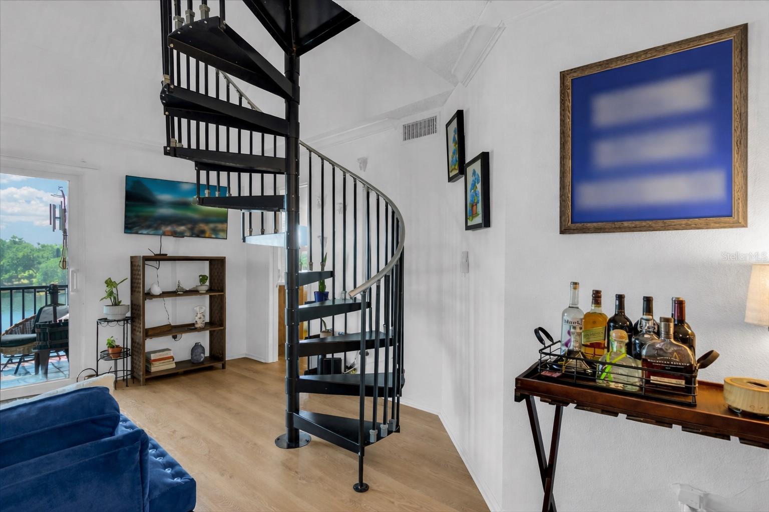 Staircase leads to Loft