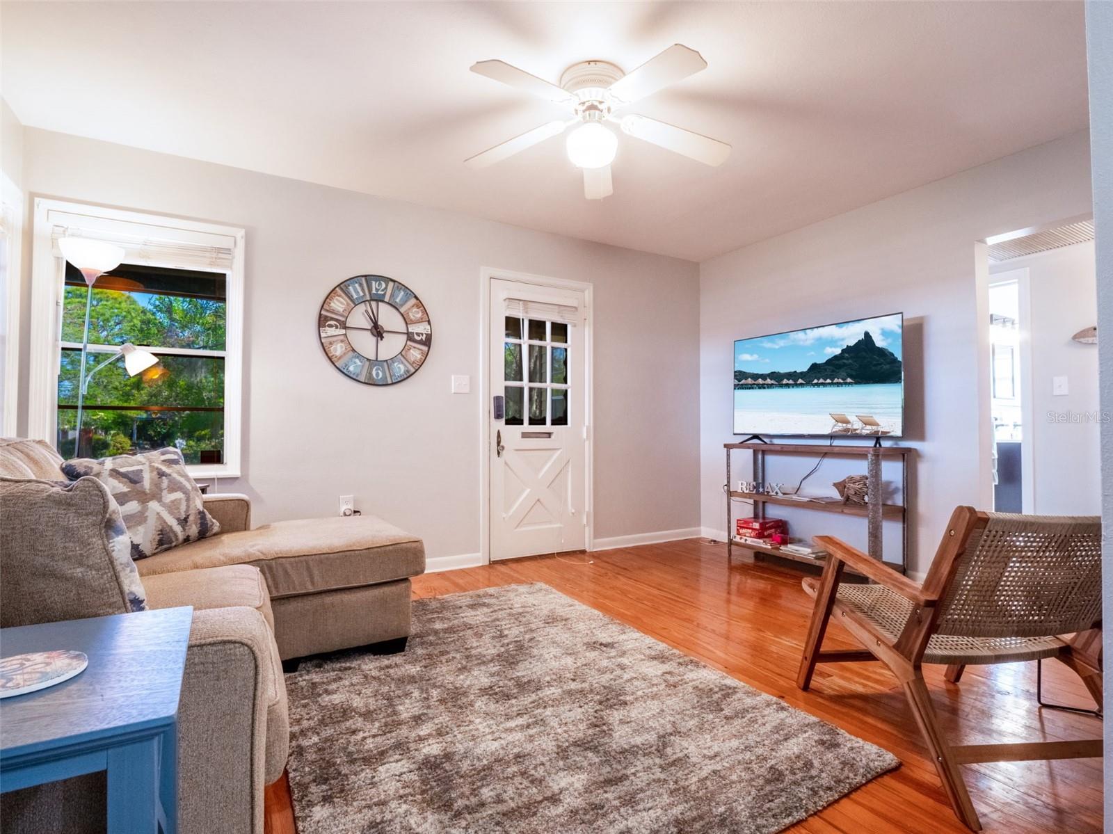 Living room with beautiful hardwood floors