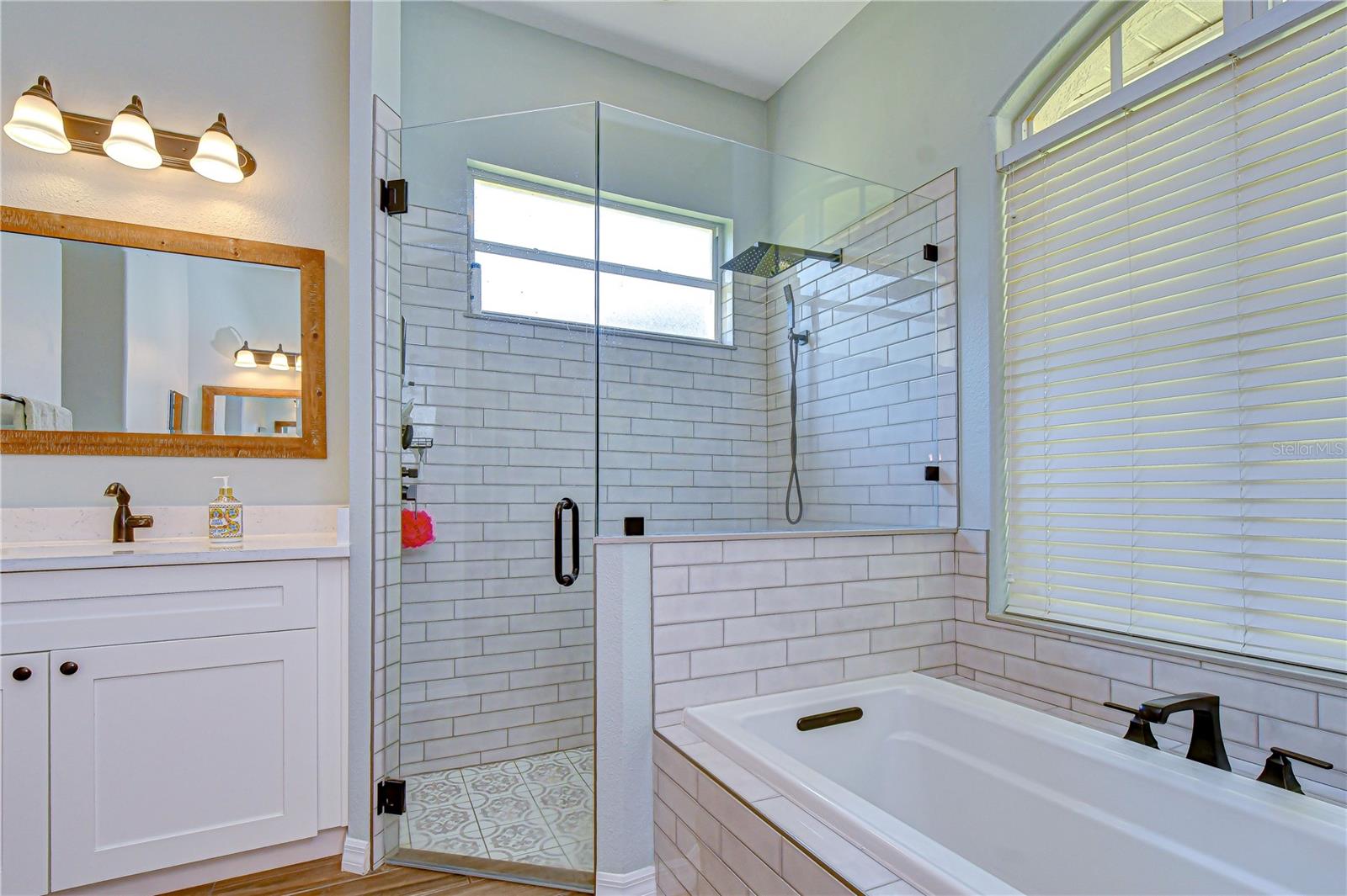 Separate shower with clean, modern finishes