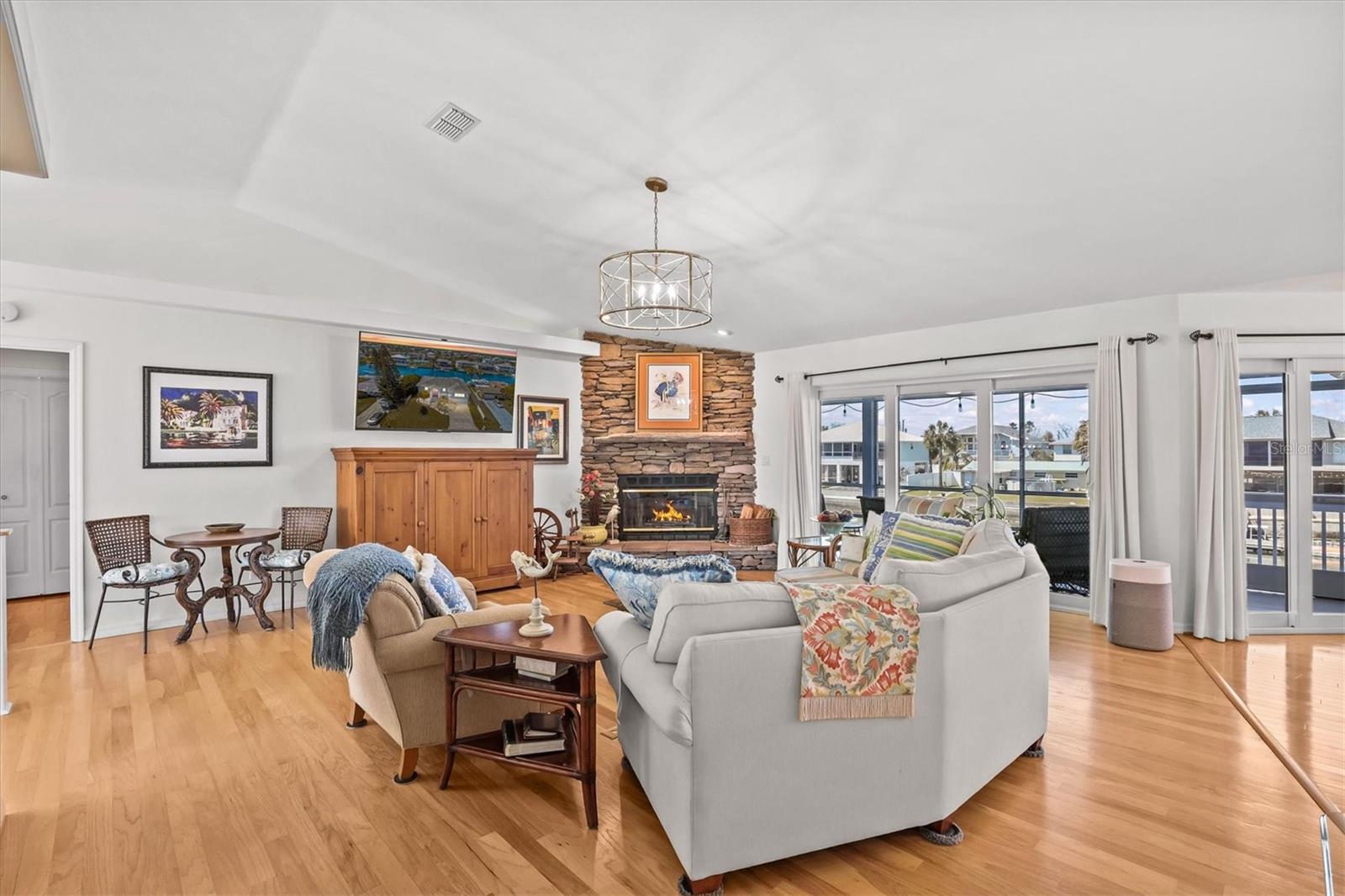 Living Room with Vaulted Ceilings