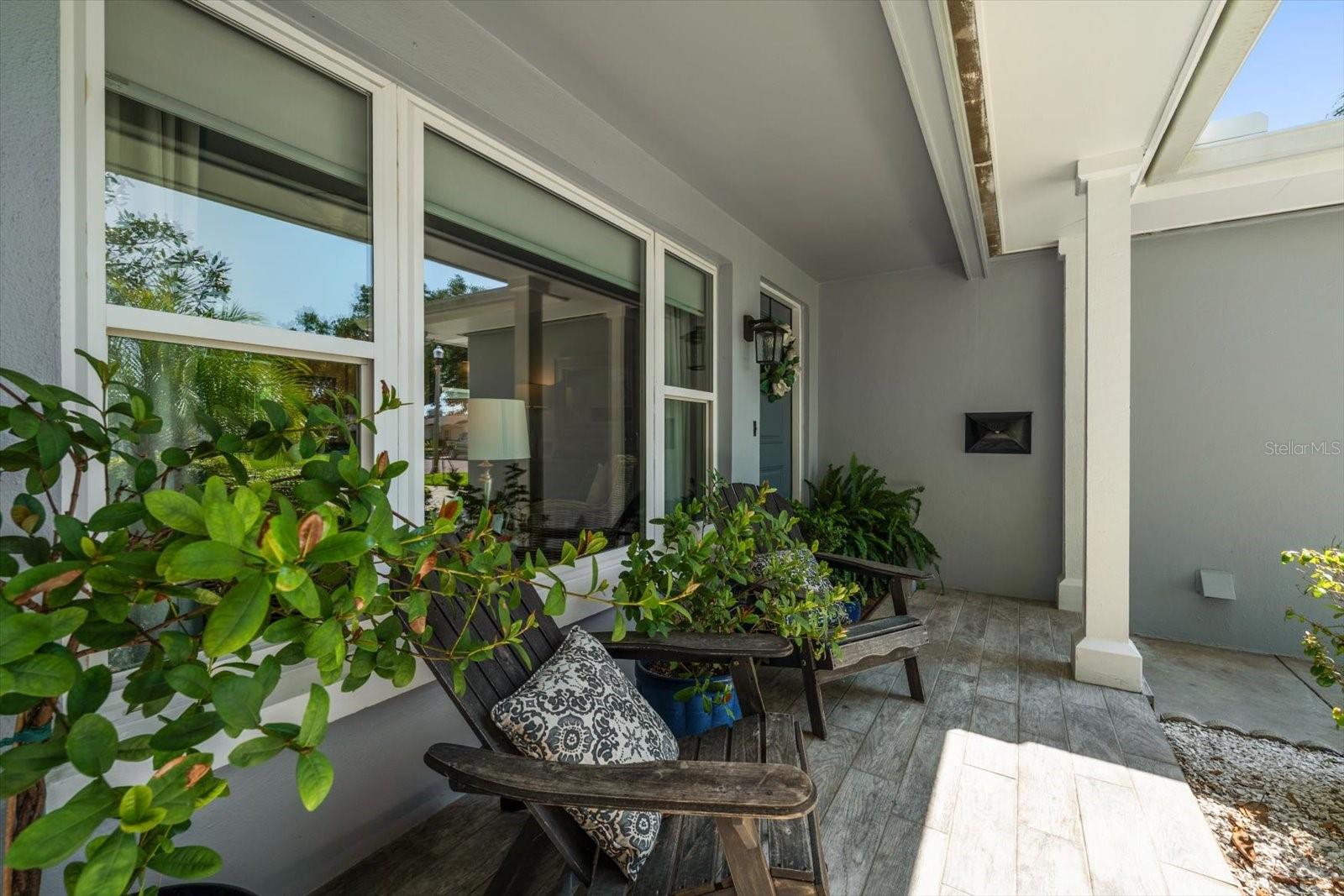 View from end of Patio looking at the Front Door