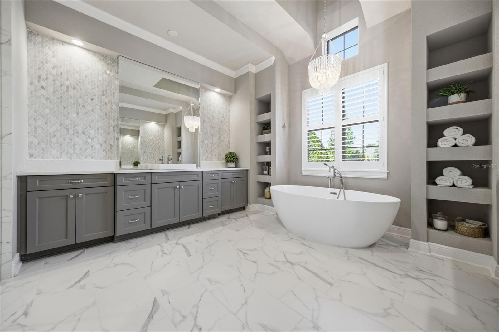 Primary Bath Double Sinks, Soaking Tub