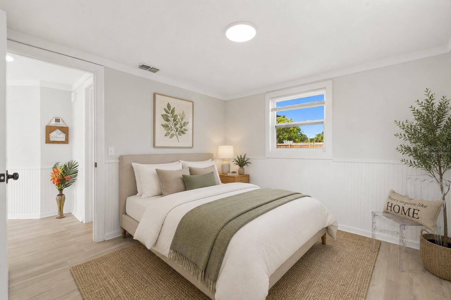 Virtually staged bedroom.