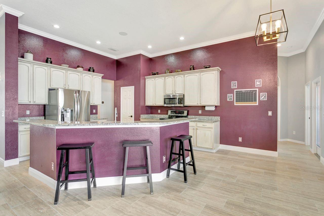 Kitchen with extended Breakfast Bar Seating