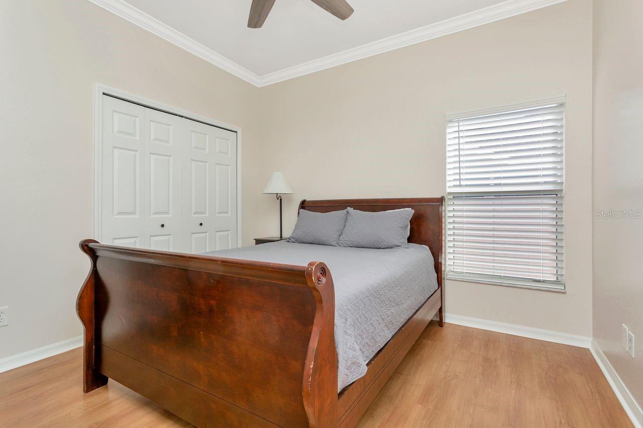 Bedroom #3 with LVP Floors, Ceiling Fan and Built-In Closet