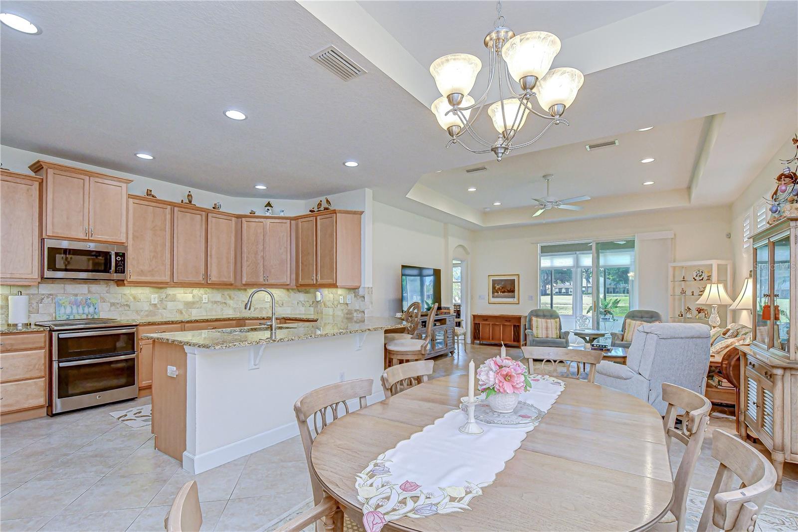 Gourmet kitchen overlooking main living areas.