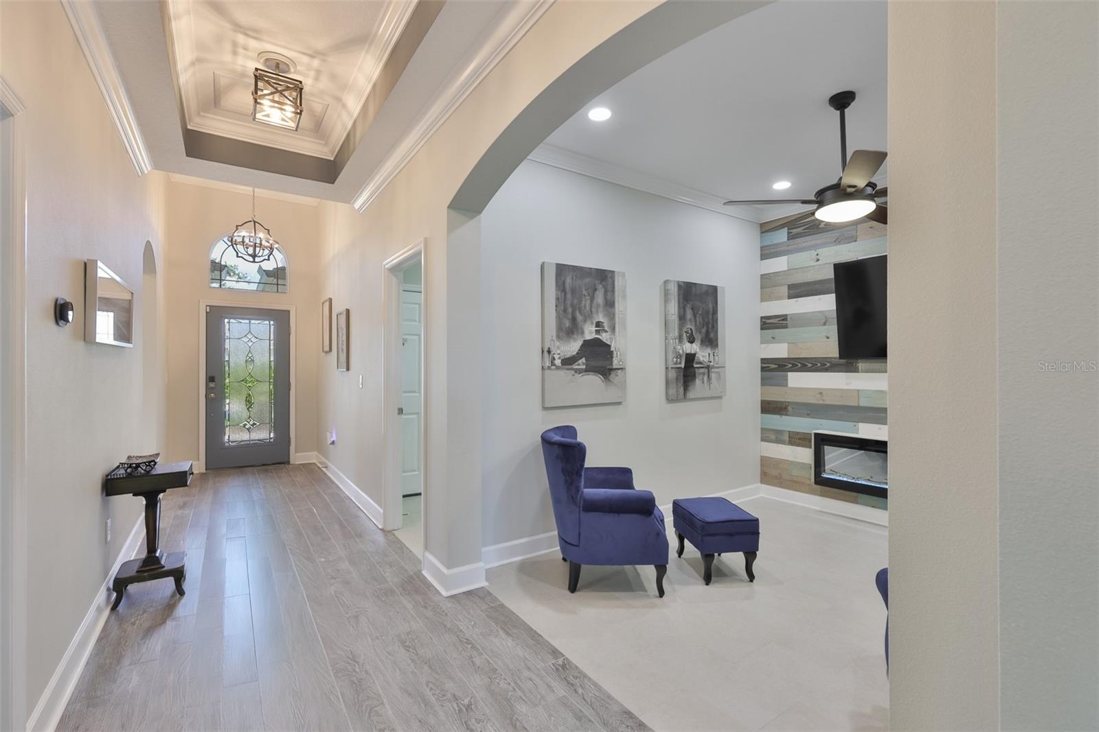 View as you look back toward the front door, with the den to the right.