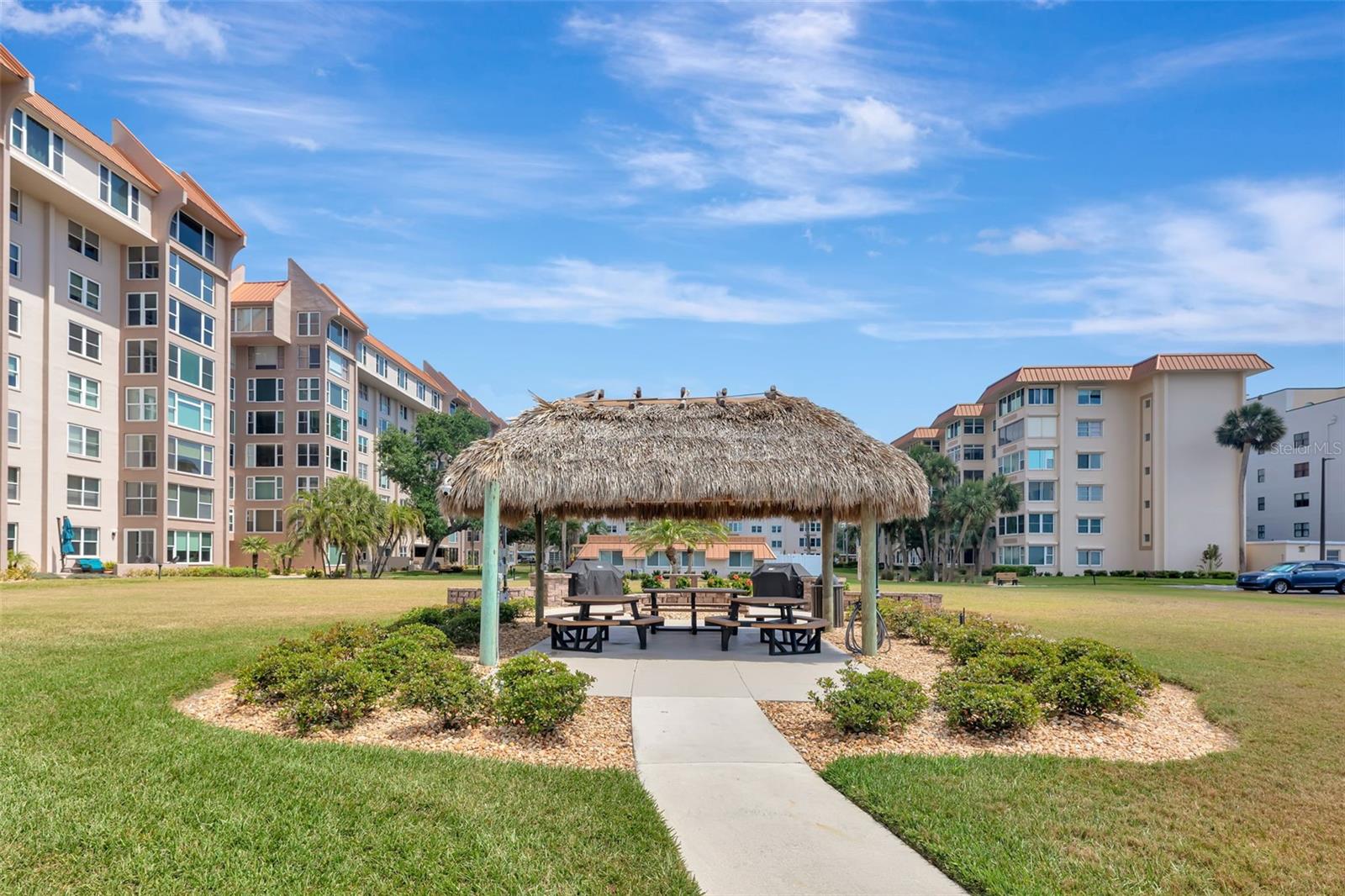Cookout area with gas grills