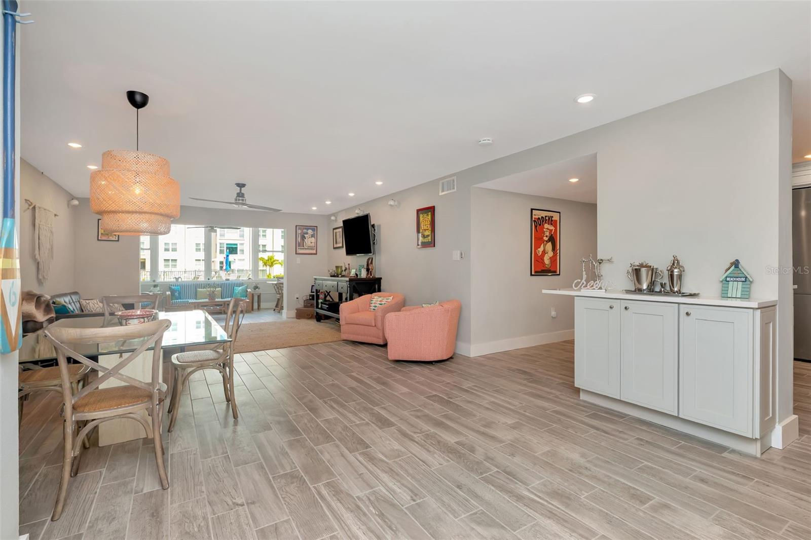 Dining room with built in sideboard/dry bar