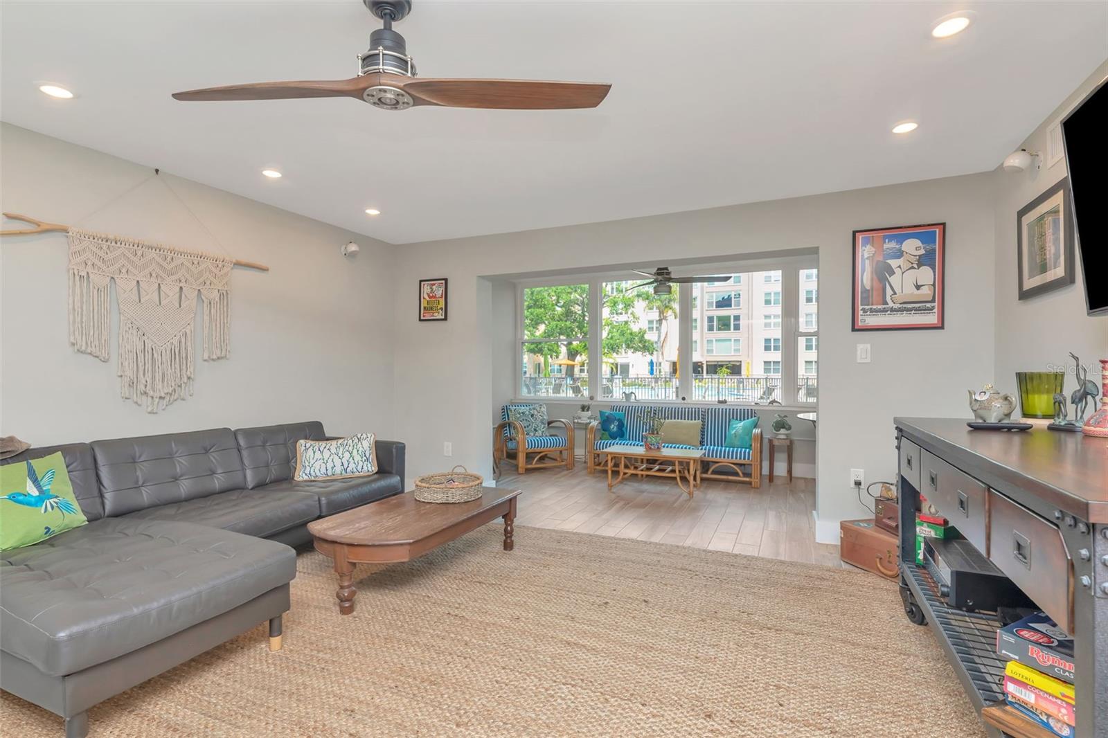 Living room looking out at Florida room