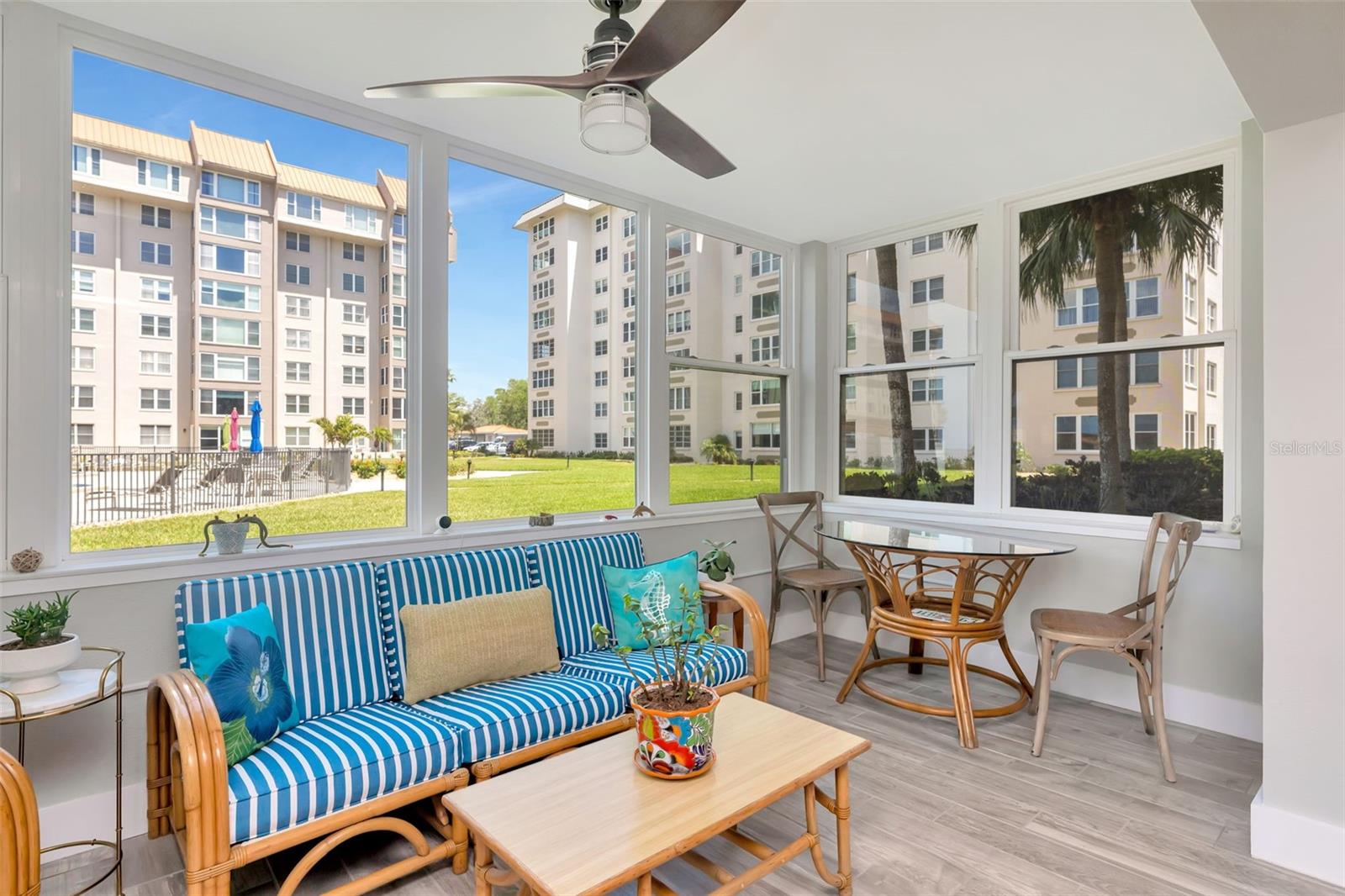 Florida room overlooking pool