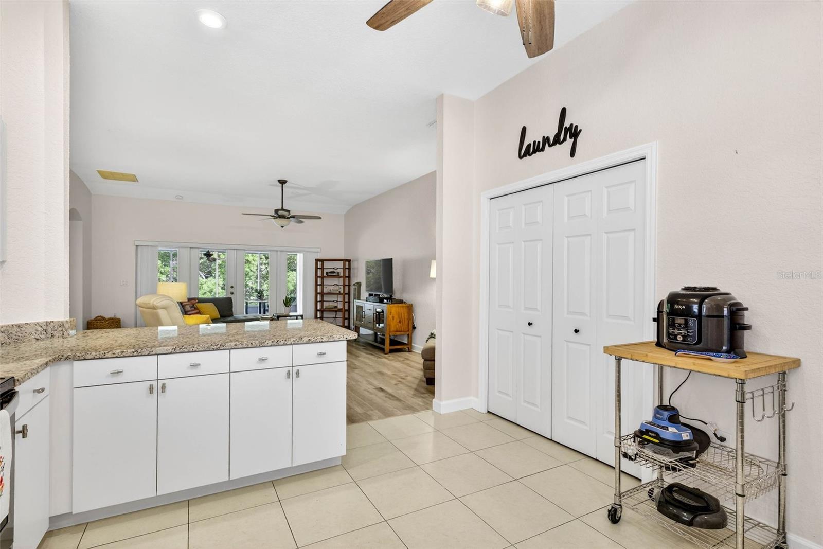 Kitchen, Laundry Closet, Living Room