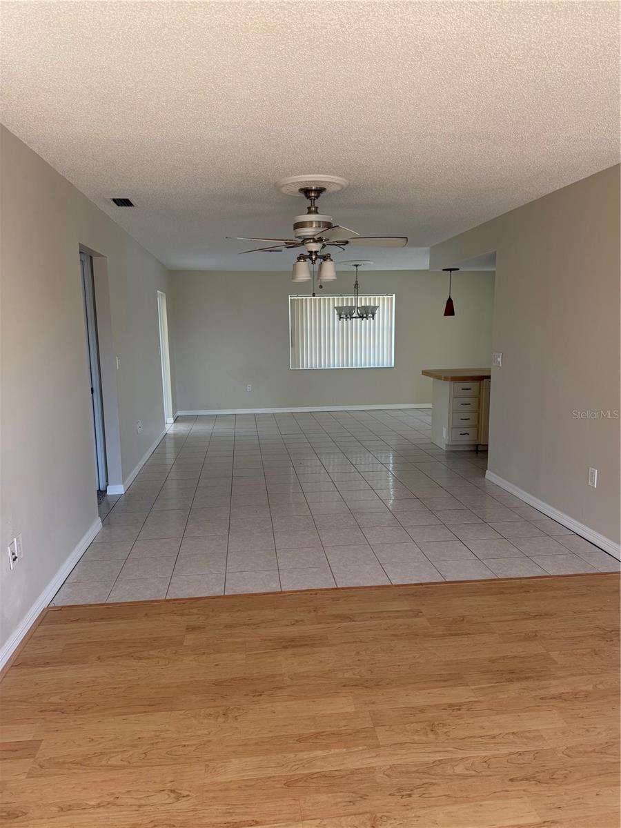 View from great room to dining