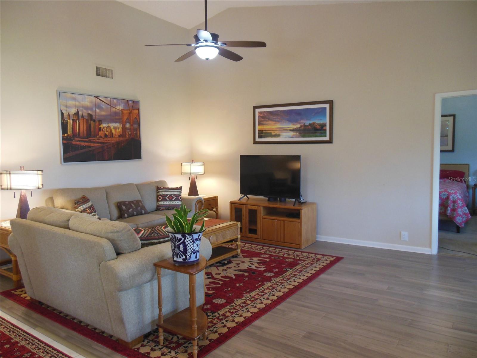 Great Room with high vaulted ceiling . . .