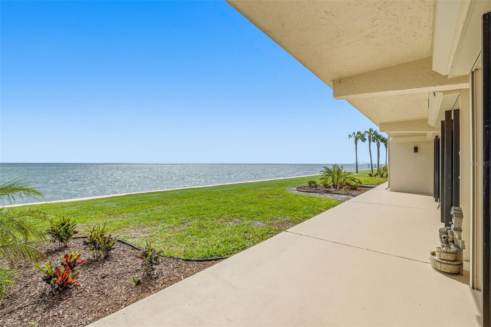 Back patio has view of Skyway bridge in distance