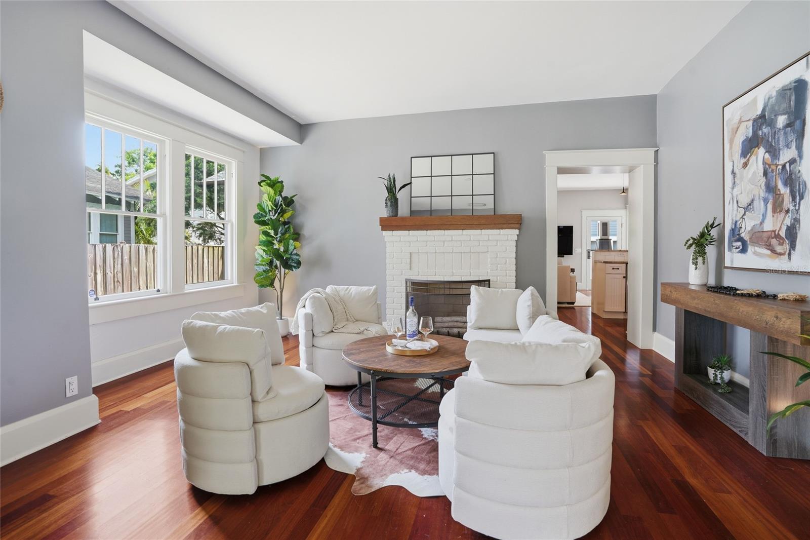 Formal sitting room with fireplace