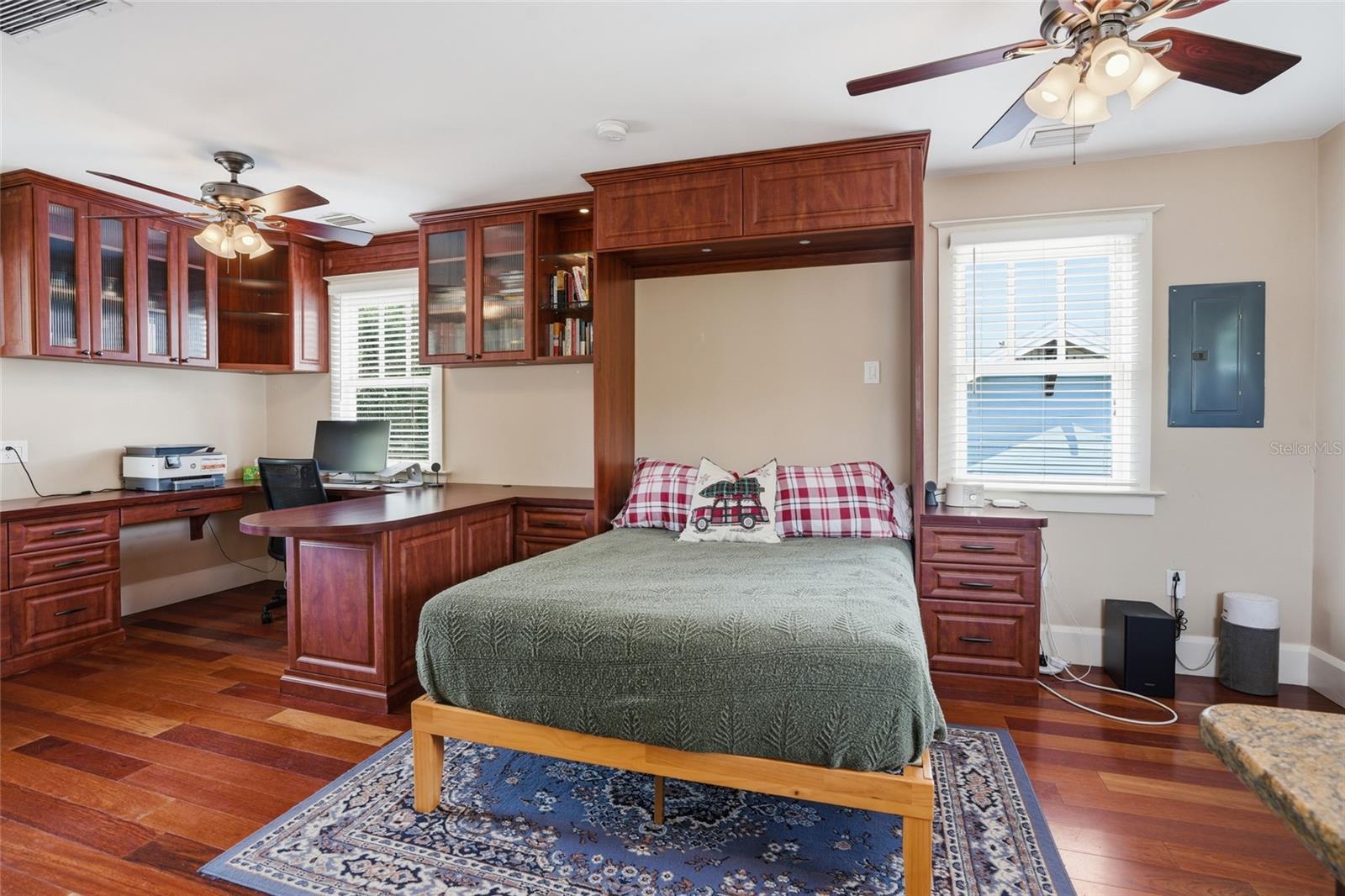 Garage apartment with built in bed and desk