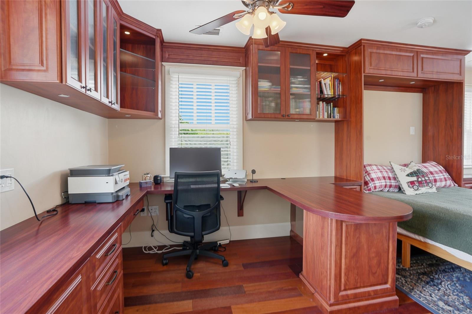 Garage apartment with built in bed and desk