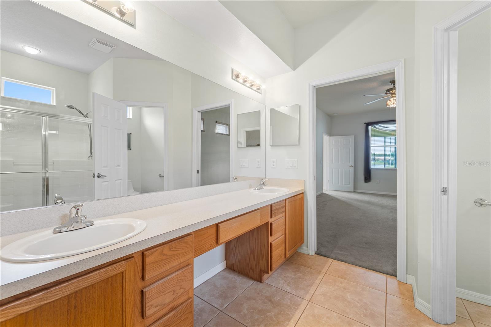 Primary Bath with Double Vanity & Dedicated Makeup Area
