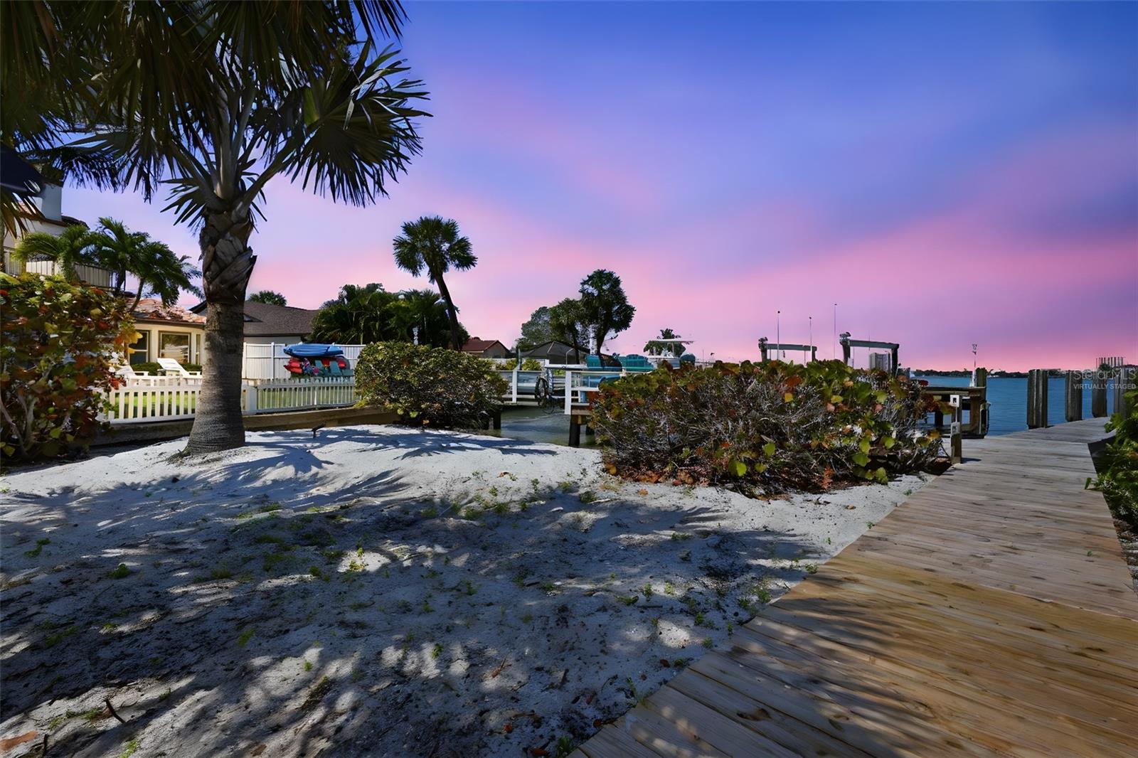 Private Beach Area and Dock - Virtual Twilight