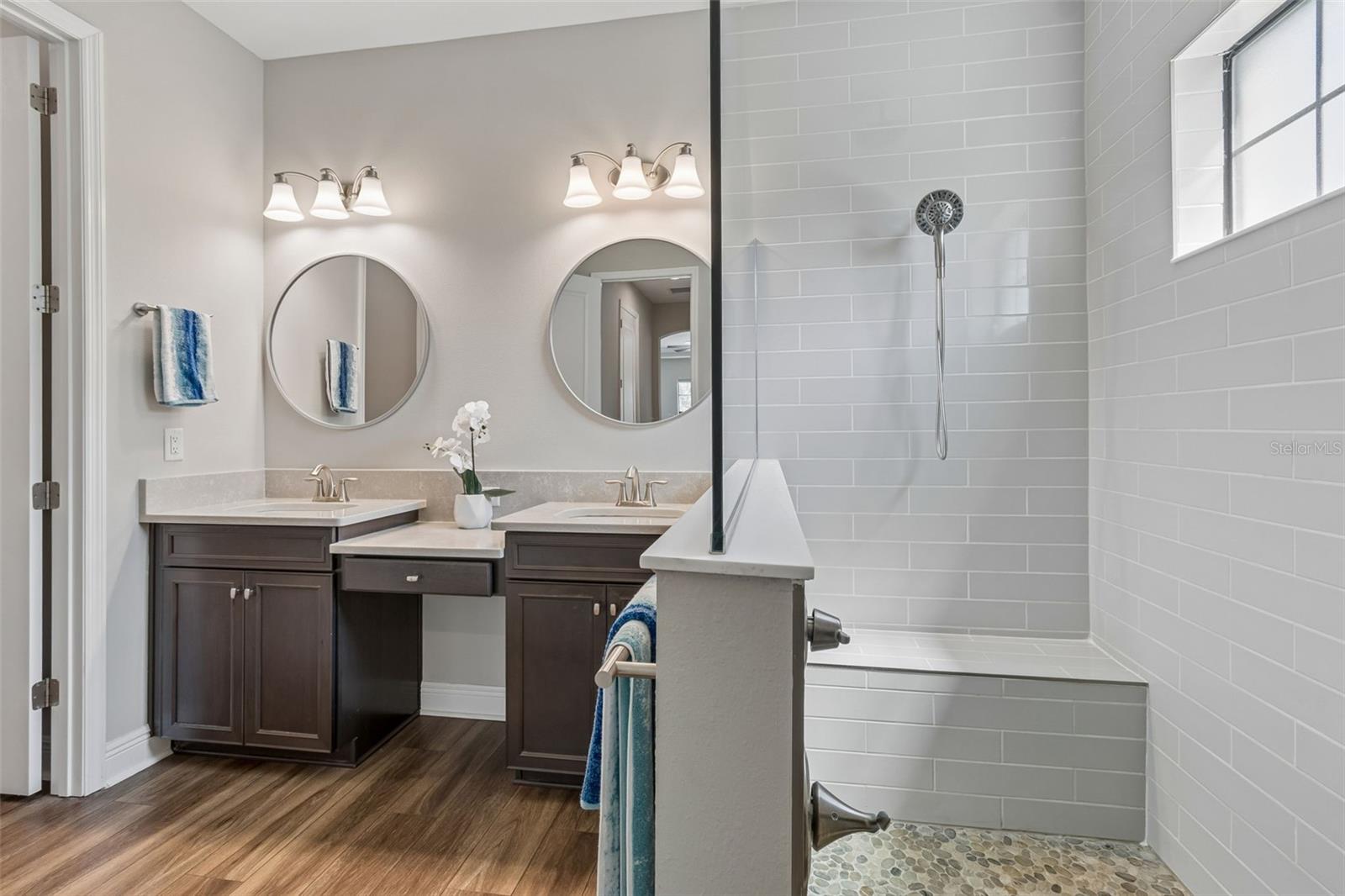 Primary Bathroom w/Double Vanities & Walk-in Shower
