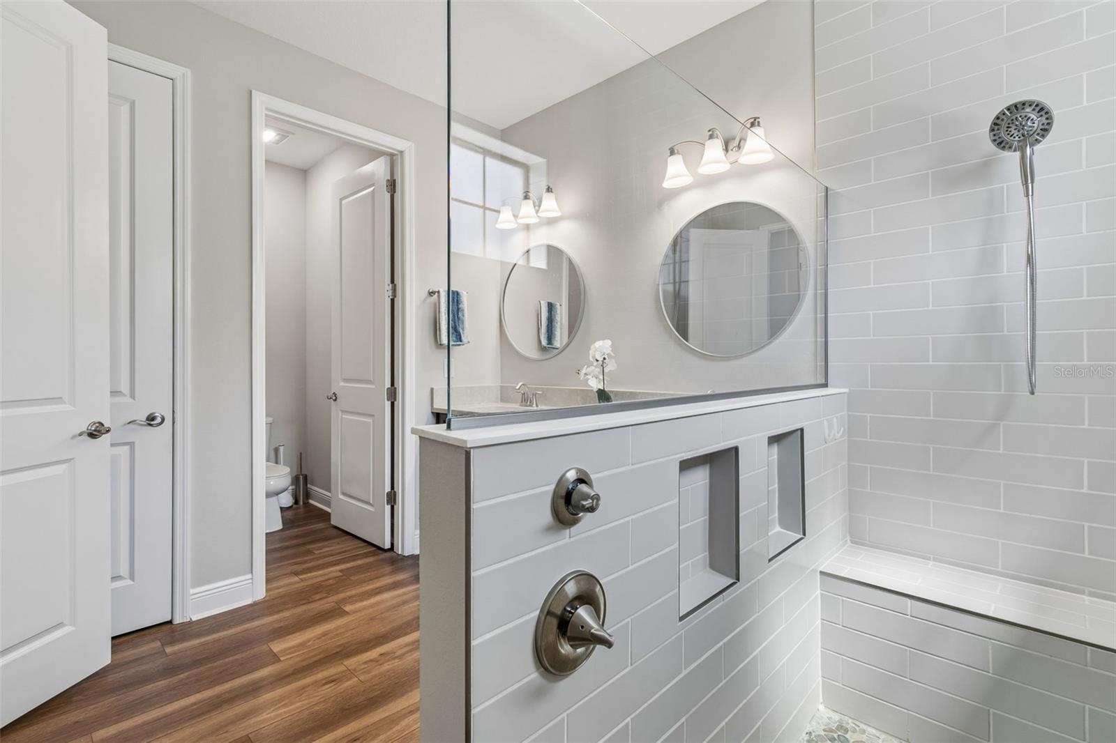 Primary Bathroom w/Double Vanities & Walk-in Shower
