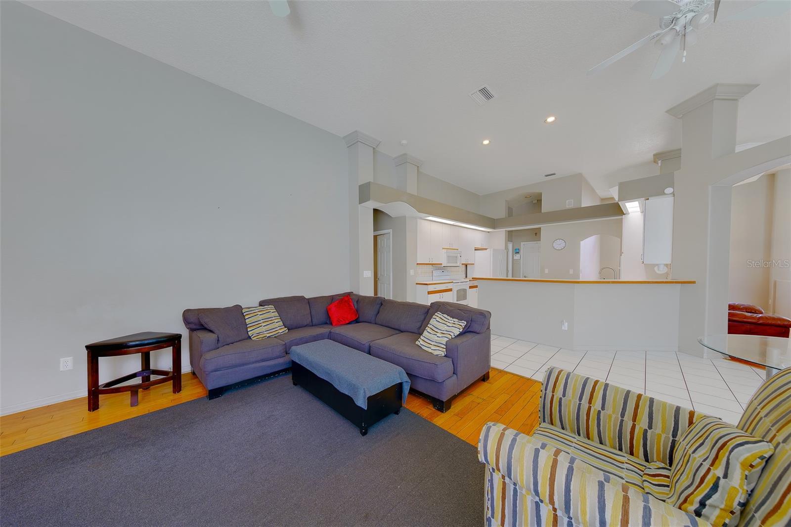 Open family room and kitchen