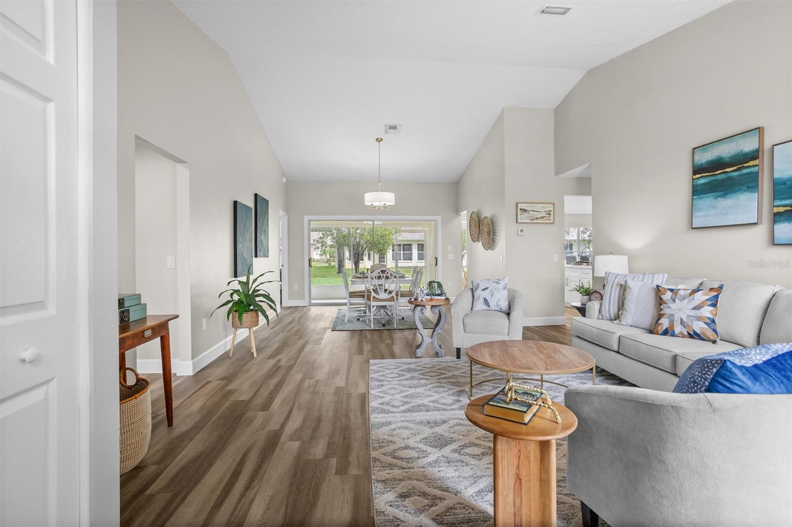 Long view of view walking into home