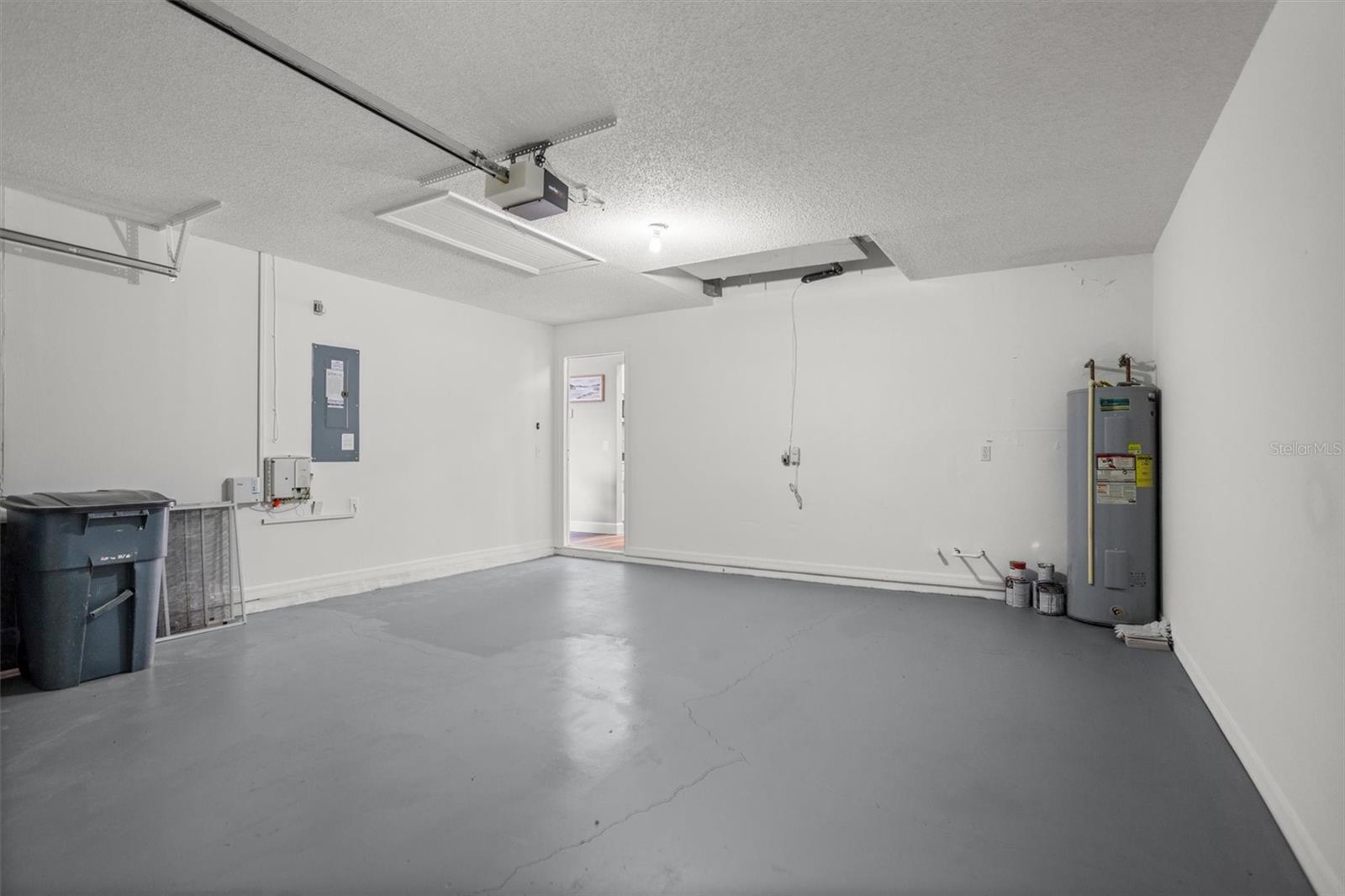 Clean and freshly painted garage and floor