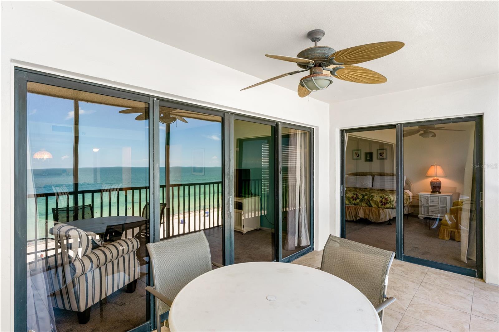 Large Balcony with slider to primary bedroom and living foom